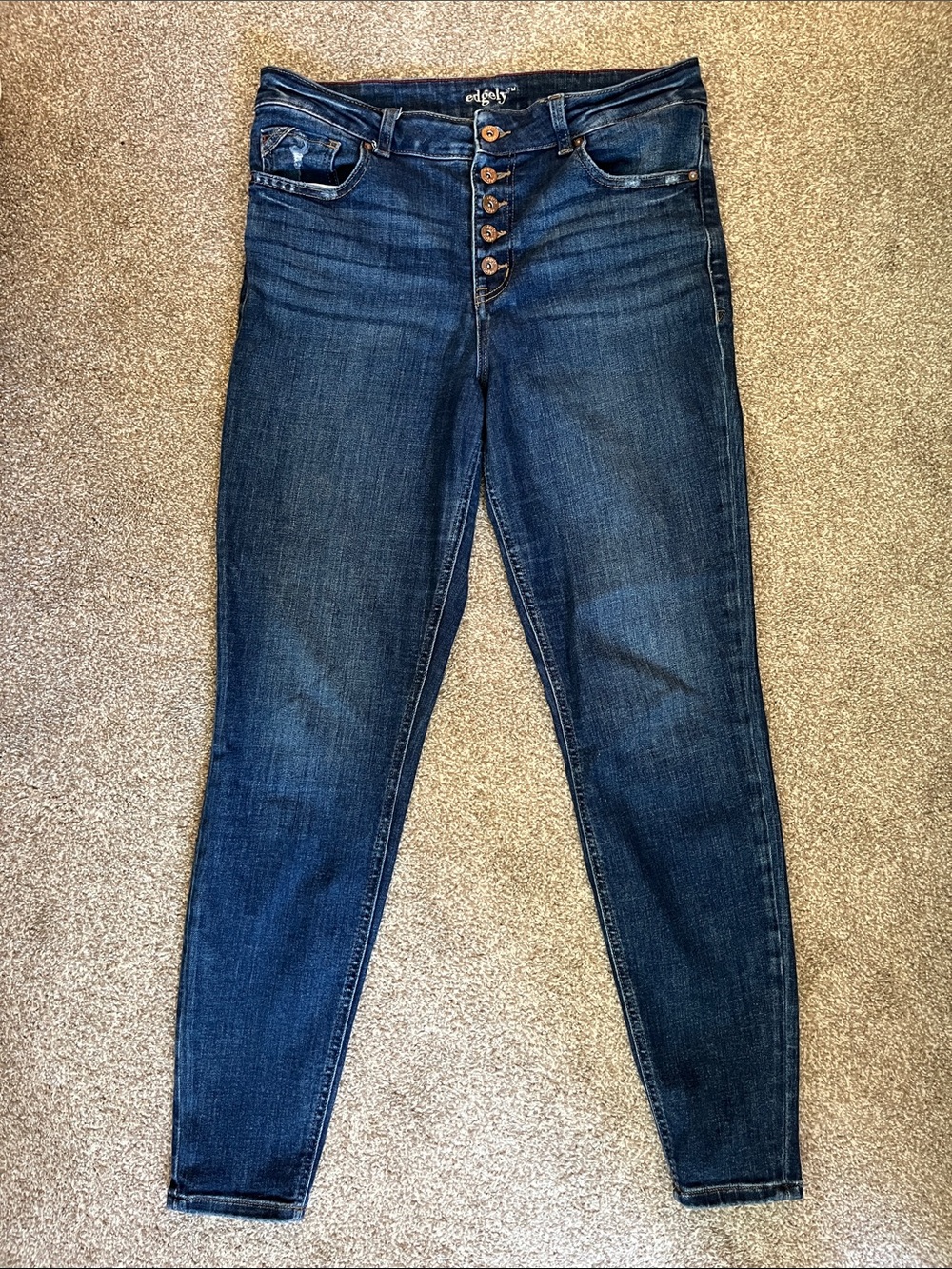 Edgely High-Rise Button-Fly Women's Jeans in Dark Blue